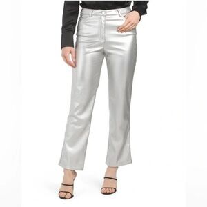 NWT!‎ Rachel Zoe Silver Metallic Straight Leg Pants